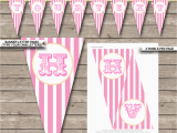 Happy Birthday Banner Editable Carnival Banner Template Circus Pink and Yellow