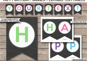 Happy Birthday Banner Editable Chalkboard Party Banner Template Birthday Bunting