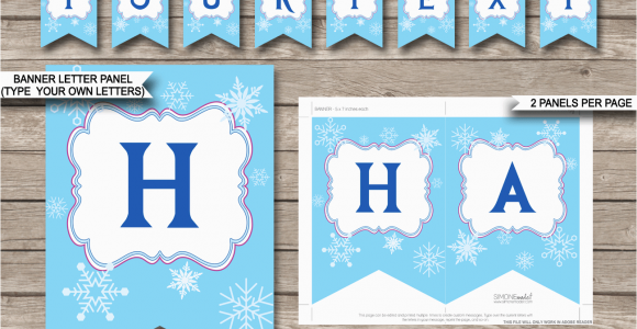 Happy Birthday Banner Editable Frozen Party Banner Template Birthday Banner Editable