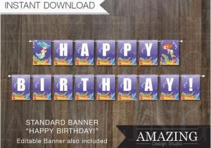 Happy Birthday Banner Editable Mermaids Birthday Banner Happy Birthday Diy Editable