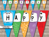 Happy Birthday Banner Editable Monster Party Banner Template Birthday Banner Editable