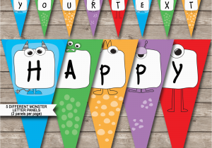 Happy Birthday Banner Editable Monster Party Banner Template Birthday Banner Editable