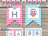 Happy Birthday Banner Editable Owl Birthday Banner Template Birthday Banner Editable