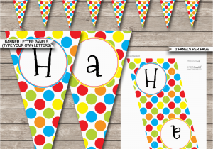 Happy Birthday Banner Editable Polkadot Birthday Party Banner Template Happy Birthday