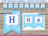 Happy Birthday Banner Font Frozen Party Banner Template Birthday Banner Editable