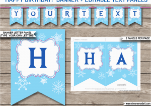 Happy Birthday Banner Font Frozen Party Banner Template Birthday Banner Editable