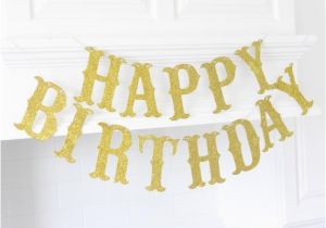 Happy Birthday Banner Font Happy Birthday Glitter Banner Gold Large 5 by