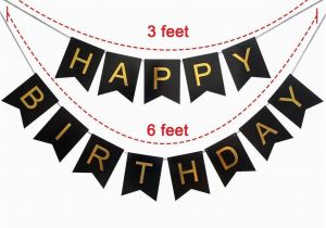 Happy Birthday Banner for Adults Black and Gold Party Decorations Perfect Adult Birthday