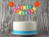 Happy Birthday Banner for Cake Mini Banner or Cake Bunting Happy Birthday with Rosette In