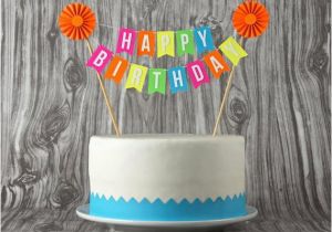 Happy Birthday Banner for Cake Mini Banner or Cake Bunting Happy Birthday with Rosette In