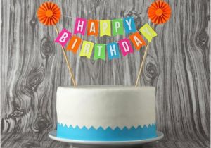 Happy Birthday Banner for Cake Mini Banner or Cake Bunting Happy Birthday with Rosette In