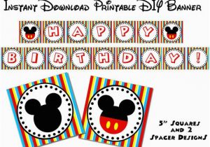 Happy Birthday Banner Free Printable Mickey Mouse Instant Download Mouse Clubhouse Printable Happy Birthday