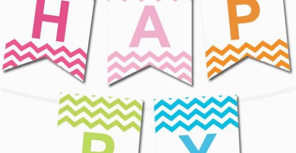 Happy Birthday Banner Generator Chevron Pennant Banner In 12 Colors Printables Happy