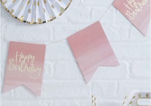 Happy Birthday Banner Ginger Ray Banner Quot Happy Birthday Quot Rosa Ombre Festfabrikken