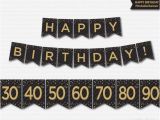 Happy Birthday Banner Gold and Black Happy Birthday Banner Printable 30th 40th 50th 60th