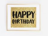 Happy Birthday Banner Gold and Black Happy Birthday Sign Gold Glitter Black Printable Birthday