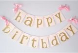 Happy Birthday Banner Gold and Pink Pink and Gold Birthday Party Decorarations Ships In 1 3