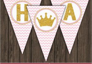 Happy Birthday Banner Gold and Pink Princess Happy Birthday Banner Pink and Gold Party