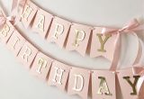 Happy Birthday Banner Gold Blush Rose Gold Happy Birthday Banner Personalized Girl