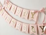 Happy Birthday Banner Gold Blush Rose Gold Happy Birthday Banner Personalized Girl