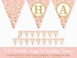Happy Birthday Banner Gold Printable Blush Pink Gold Glitter Happy 1st Birthday 60th Printable