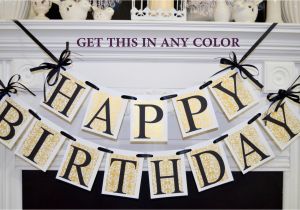 Happy Birthday Banner Gold Printable Happy Birthday Banner Gold Damask Black Gold Birthday