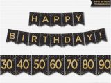 Happy Birthday Banner Gold Printable Happy Birthday Banner Printable 30th 40th 50th 60th