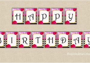 Happy Birthday Banner Gold Printable Printable Happy Birthday Banner Black and White Stripes