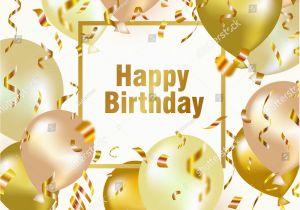 Happy Birthday Banner Golden Happy Birthday Celebration Background Gold Balloon Stock