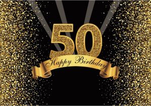 Happy Birthday Banner Golden Happy Happy 50th Birthday Party Gold Dots Sequins Banner