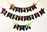 Happy Birthday Banner Halloween Halloween Party Sign Etsy