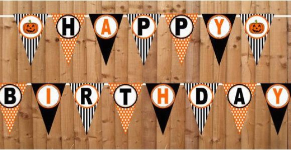 Happy Birthday Banner Halloween theme Halloween Happy Birthday Banner Diy Printable by