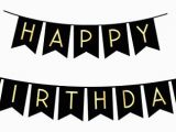 Happy Birthday Banner In Black and White Black and Gold Decorations Amazon Com