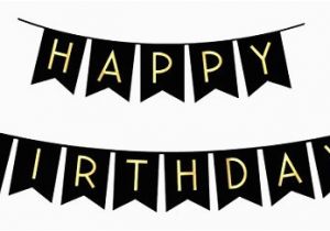 Happy Birthday Banner In Black and White Black and Gold Decorations Amazon Com