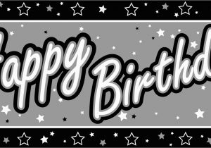 Happy Birthday Banner In Black and White Free Silver Birthday Cliparts Download Free Clip Art