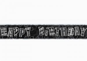 Happy Birthday Banner In Black Banner Foil Happy Birthday Black Glitz Decorations