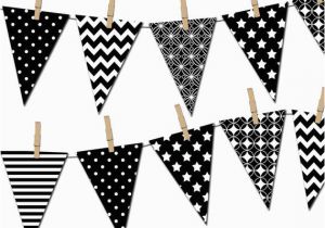 Happy Birthday Banner In Black Black and White Banner Printable Party Banner Happy Birthday