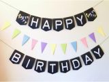 Happy Birthday Banner In Black Chalkboard Black and White Happy Birthday Banner