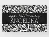 Happy Birthday Banner In Black Happy Birthday with Trendy Black and White Damask Banner