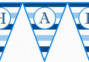 Happy Birthday Banner In Blue Instant Download Blue Horizontal Stripe Printable Birthday