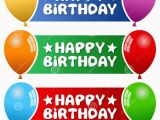 Happy Birthday Banner In Blue Party Balloons Horizontal Banners Royalty Free Stock
