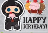 Happy Birthday Banner In Japanese Happy Birthday Card with Cute Cartoon Ninja Stock Vector
