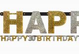 Happy Birthday Banner In Silver 30th Happy Birthday Letter Banner Black Silver Gold Party