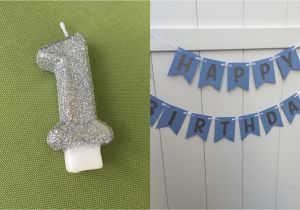 Happy Birthday Banner In Silver Blue and Silver Glitter Happy Birthday Banner Silver