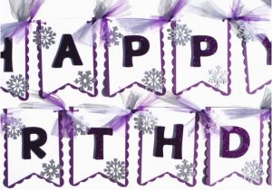 Happy Birthday Banner In Silver Happy Birthday Banner with Lots Of Silver Glitter Snowflakes