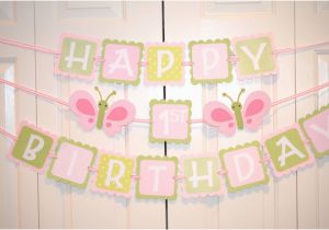 Happy Birthday Banner Inflatable butterfly Happy 1st Birthday Banner Birthday Party butterfly