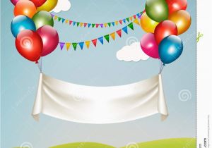 Happy Birthday Banner Inflatable Happy Birthday Banner with Balloons Stock Vector