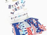 Happy Birthday Banner Inflatable Red Navy Happy Birthday Banner Nautical themed Banner
