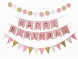 Happy Birthday Banner Kaise Banaye Aliexpress Com Buy 3pcs Pink Gold Happy Birthday Bunting