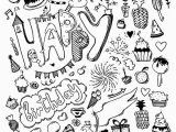 Happy Birthday Banner Kitty Happy Birthday Doodle Set with Hand Drawn Elements Stock
